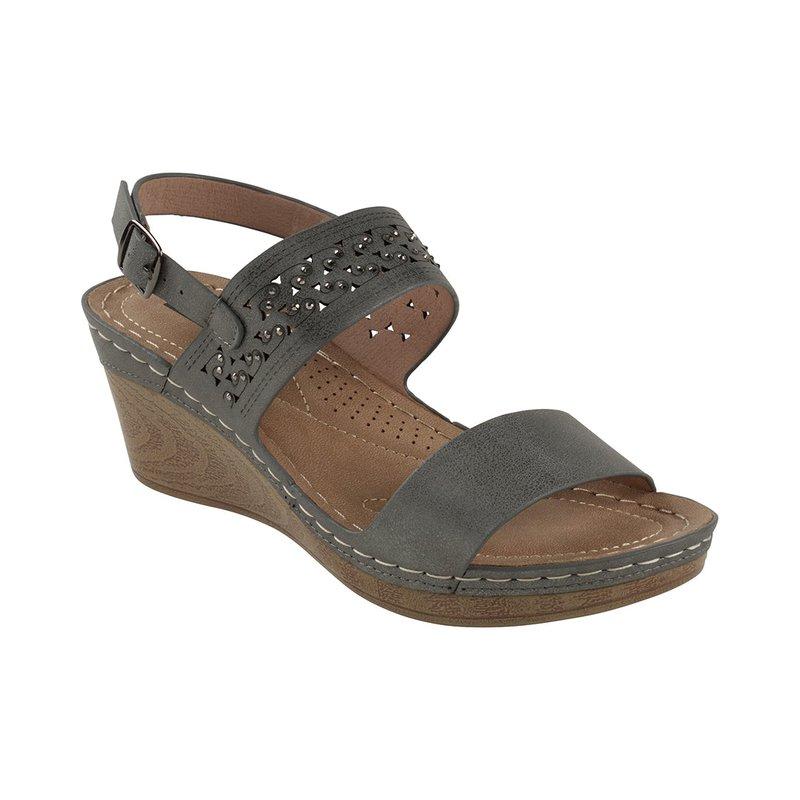 GC SHOES Foley Pewter Wedge Sandals