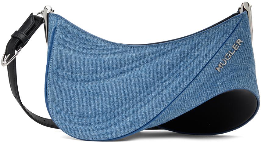 Mugler small denim spiral curve 01 shoulder bag - Crossbody Mugler small denim spiral curve 01 shoulder bag - Crossbody