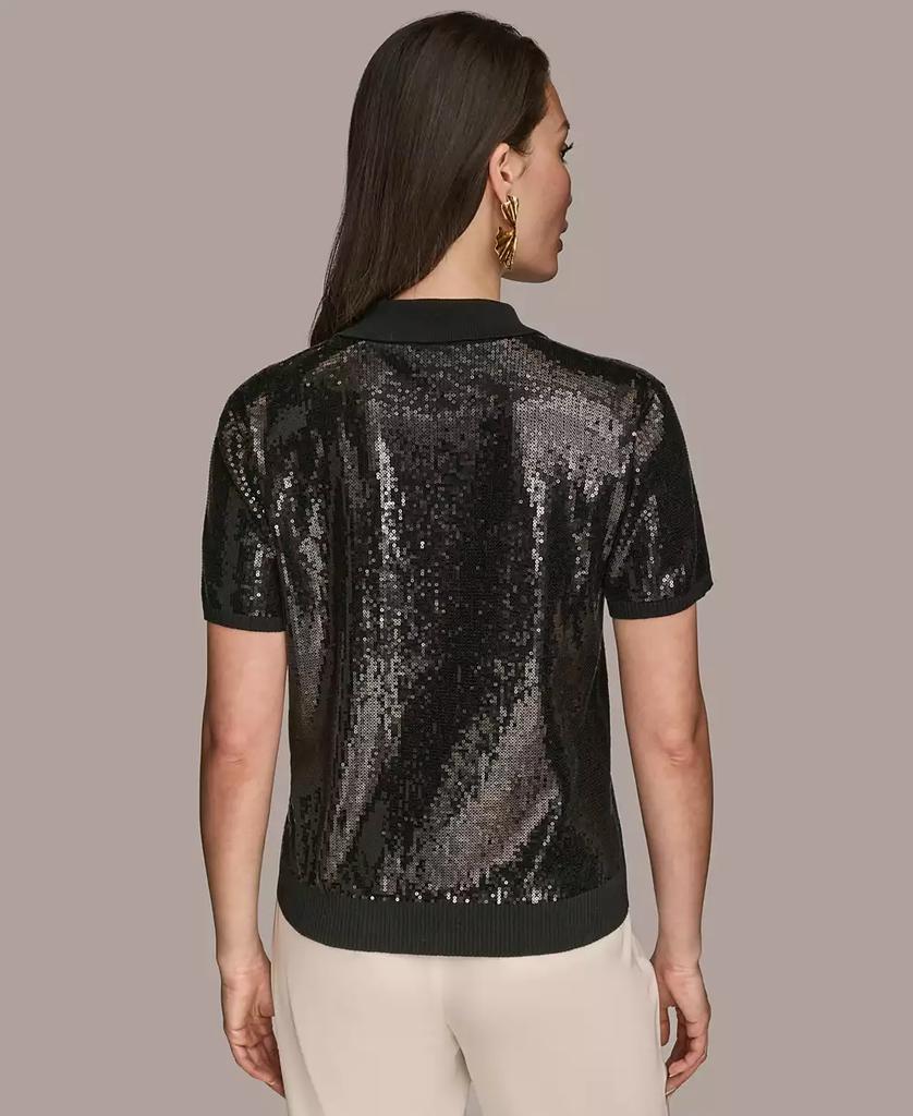 Donna Karan Women's Short-Sleeve Sequined Knit Polo