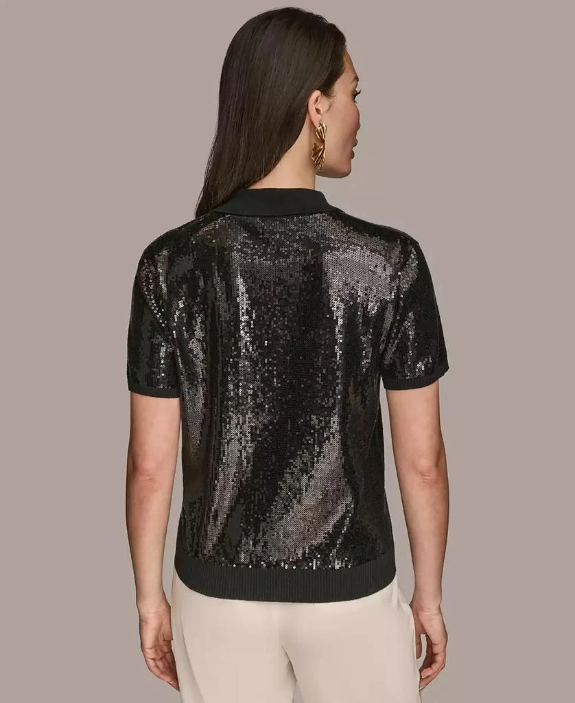 Donna Karan Women's Short-Sleeve Sequined Knit Polo 2