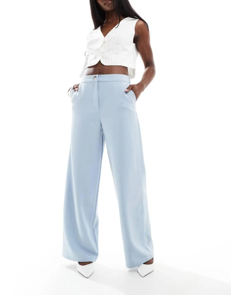 ASOS ASOS DESIGN tailored relaxed straight leg trousers in light blue 1