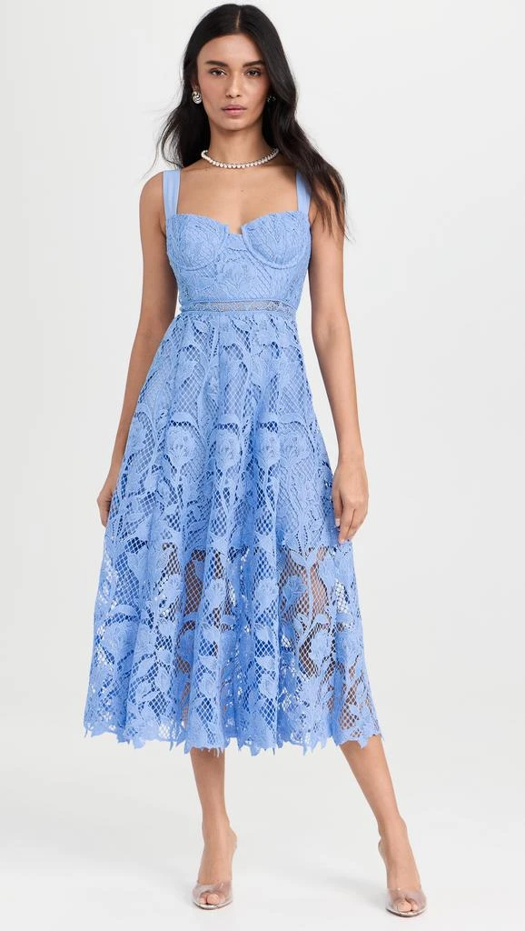 Self Portrait Blue Lace Midi Dress 6