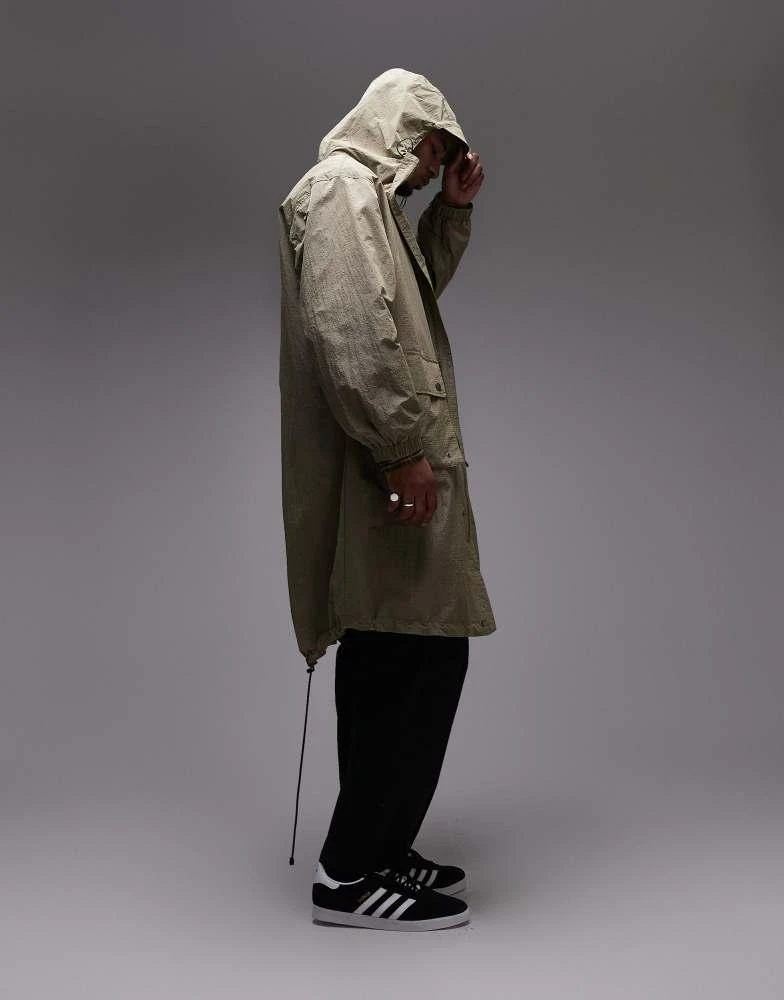 Topman Topman lightweight ripstop parka jacket in khaki 1