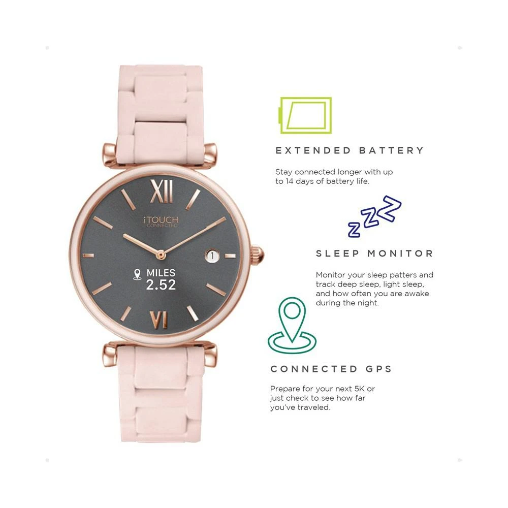 iTouch Connected Women's Hybrid Smartwatch Fitness Tracker: Rose Gold Case with Blush Metal Strap 38mm 5