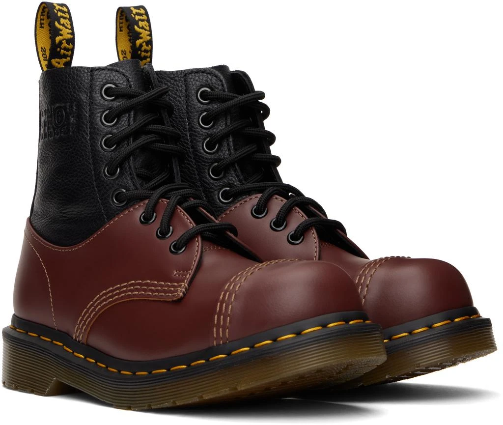 MM6 Burgundy & Black Dr. Martens Edition 1460 Twist ST Boots 4