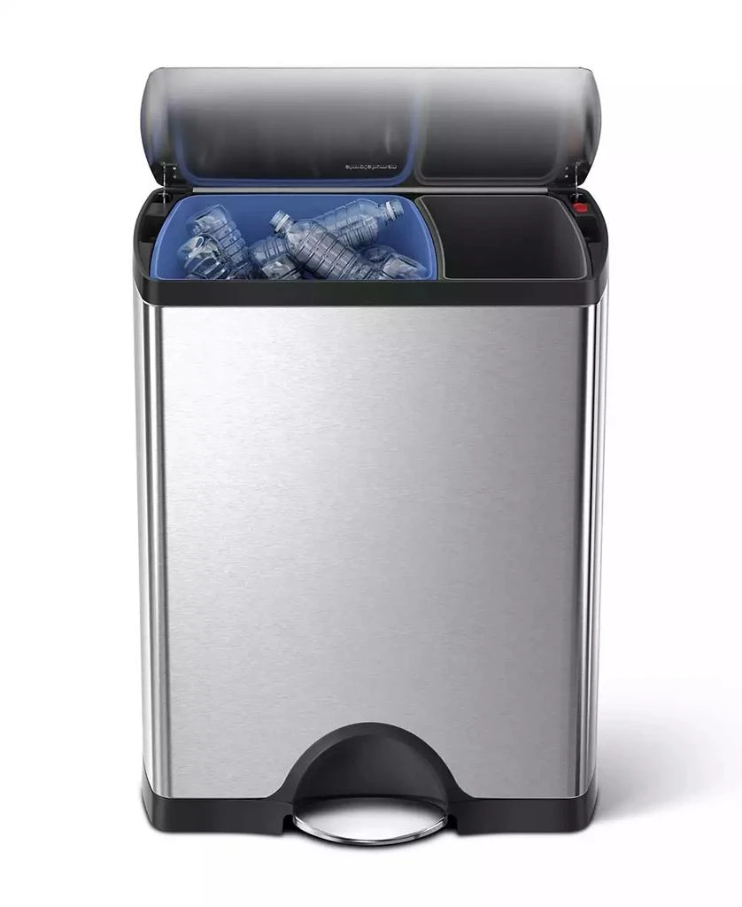 simplehuman 46-Liter Brushed Stainless Steel Dual Recycler Step Trash Can 1