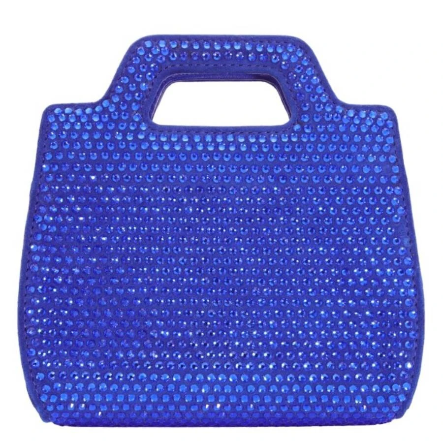 Salvatore Ferragamo Ladies Blue Crystal Studded Wanda Mini Bag 1