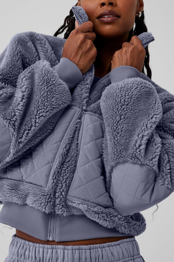 Alo Sherpa Edge Bomber - Fog - Jackets - Free Shipping - BeyondStyle