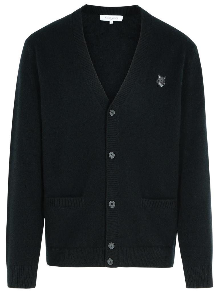 Maison Kitsune Black Wool Cardigan