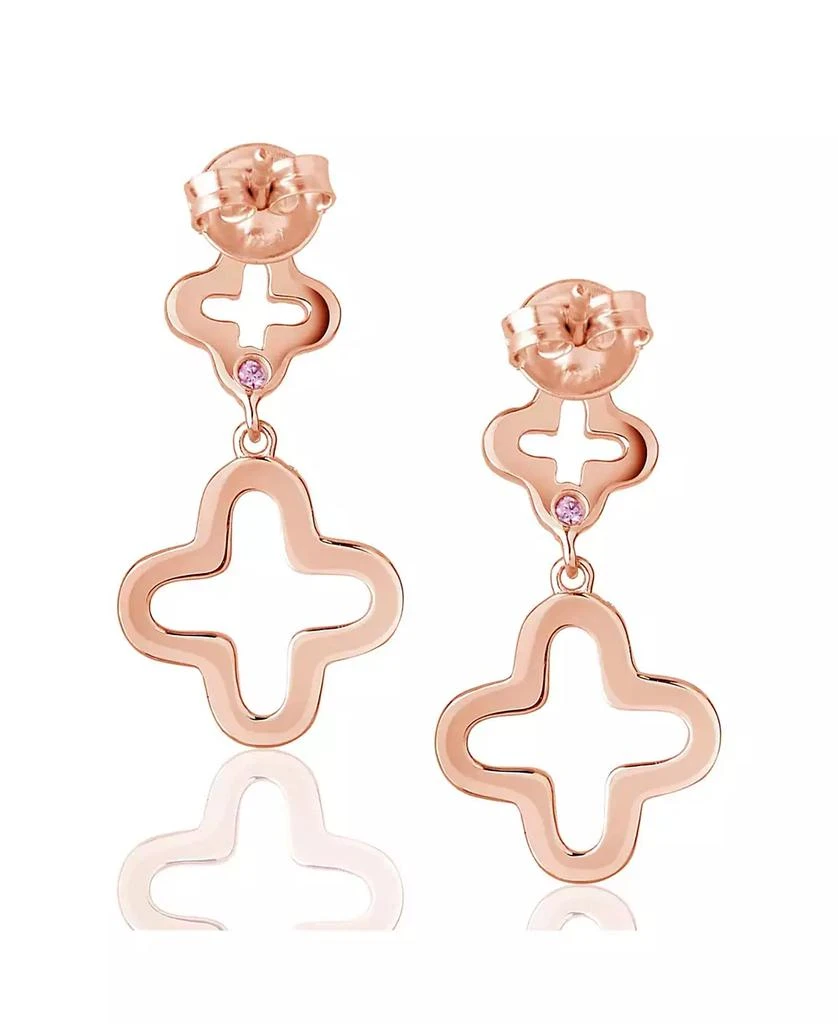 Suzy Levian New York Suzy Levian Sterling Silver Cubic Zirconia Double Clover Drop Dangle Earrings 3