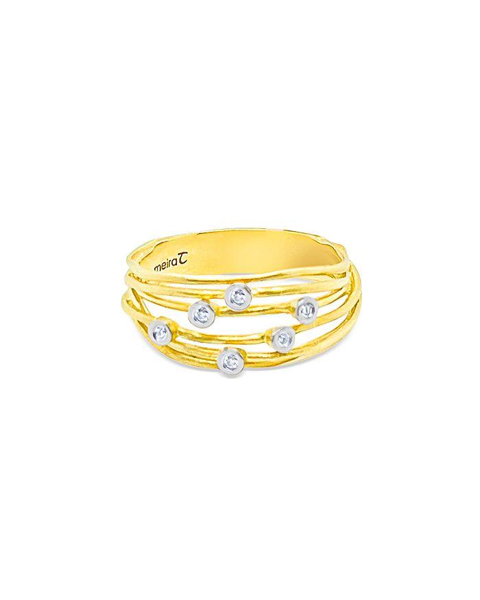 Meira T 14K White Gold & 14K Yellow Gold Diamond Bezel Multi Row Wire Ring