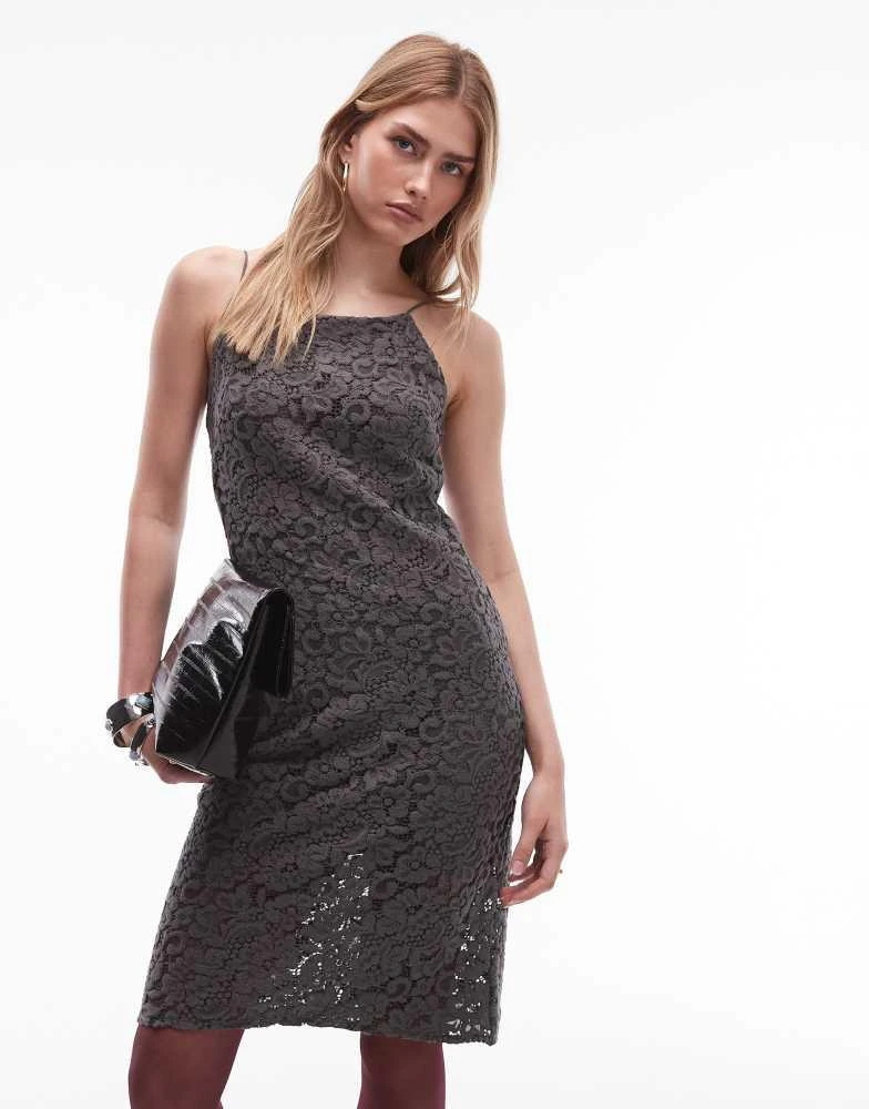 & Other Stories & Other Stories mini strap lace dress in grey