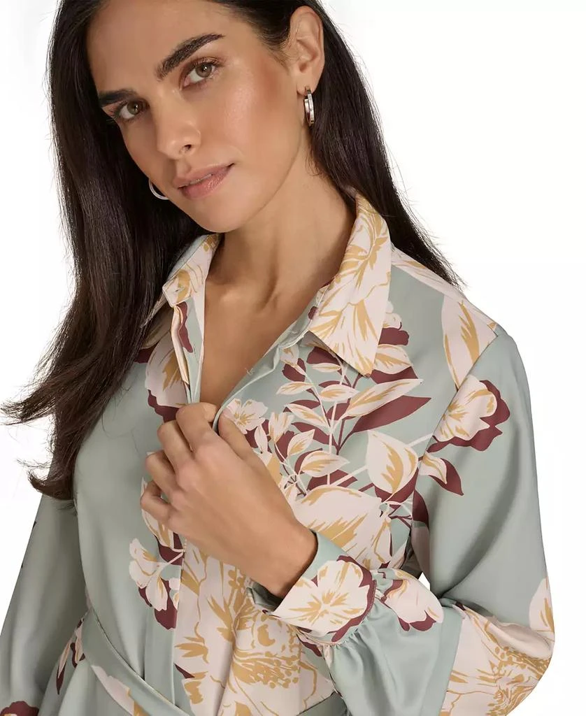Calvin Klein Women's Printed Long-Sleeve A-Line Shirtdress 4