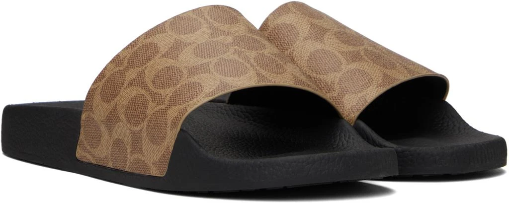 Coach Brown Coated Canvas Pool Slides 4