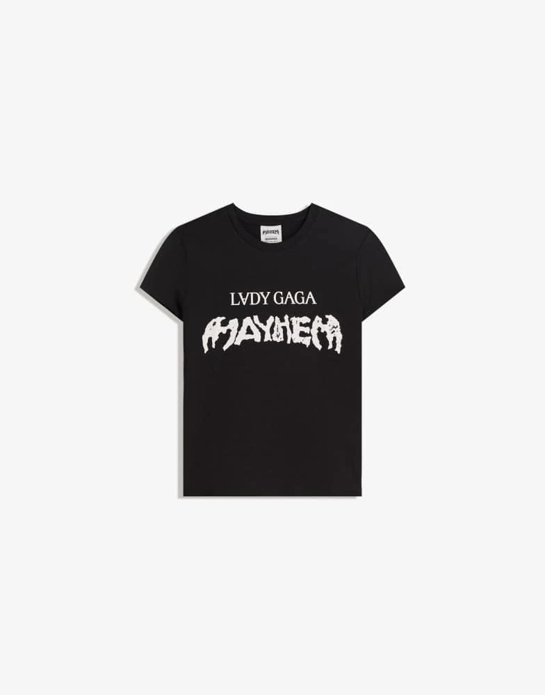 Bershka Bershka Lady gaga print short sleeve t-shirt in black 4