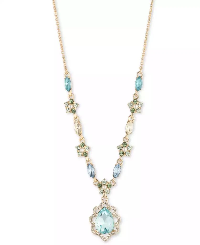 MARCHESA Gold-Tone Blue Multi Stone Lariat Necklace, 16" + 3" extender 1