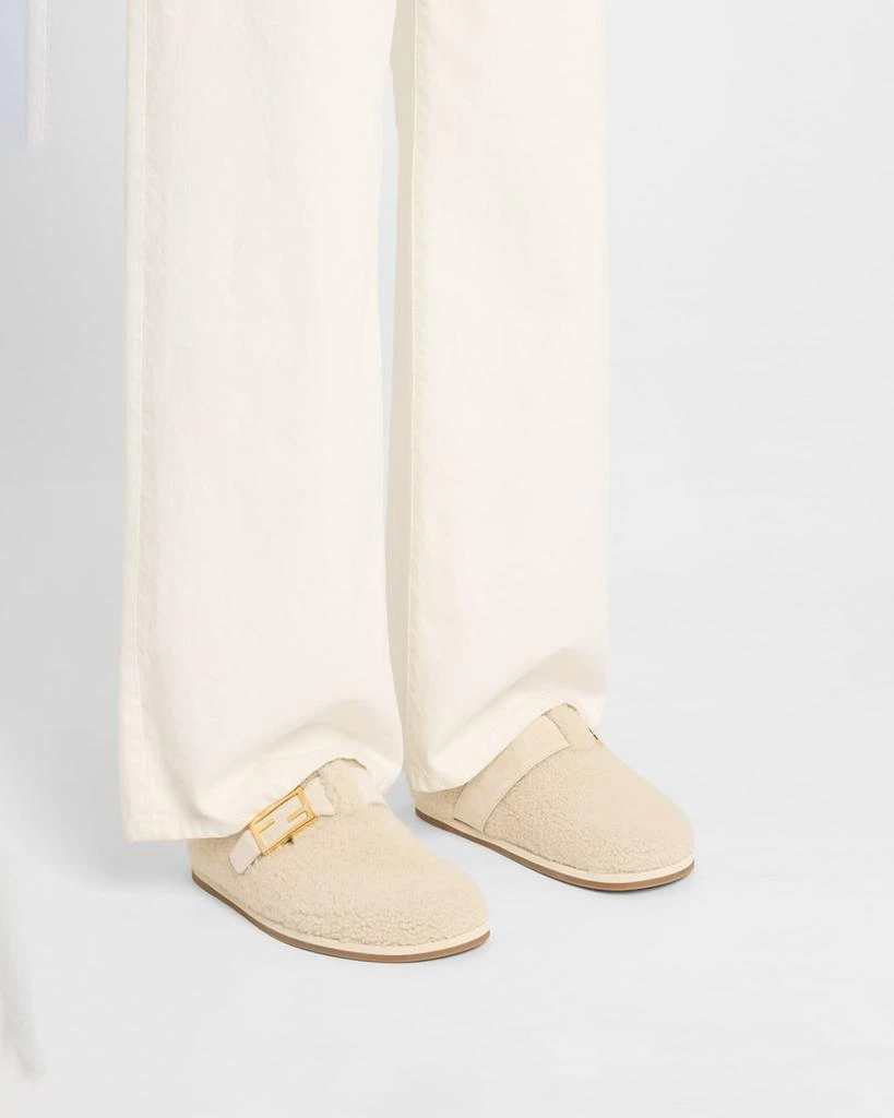 Fendi Shearling Buckle Sabot Mules 2