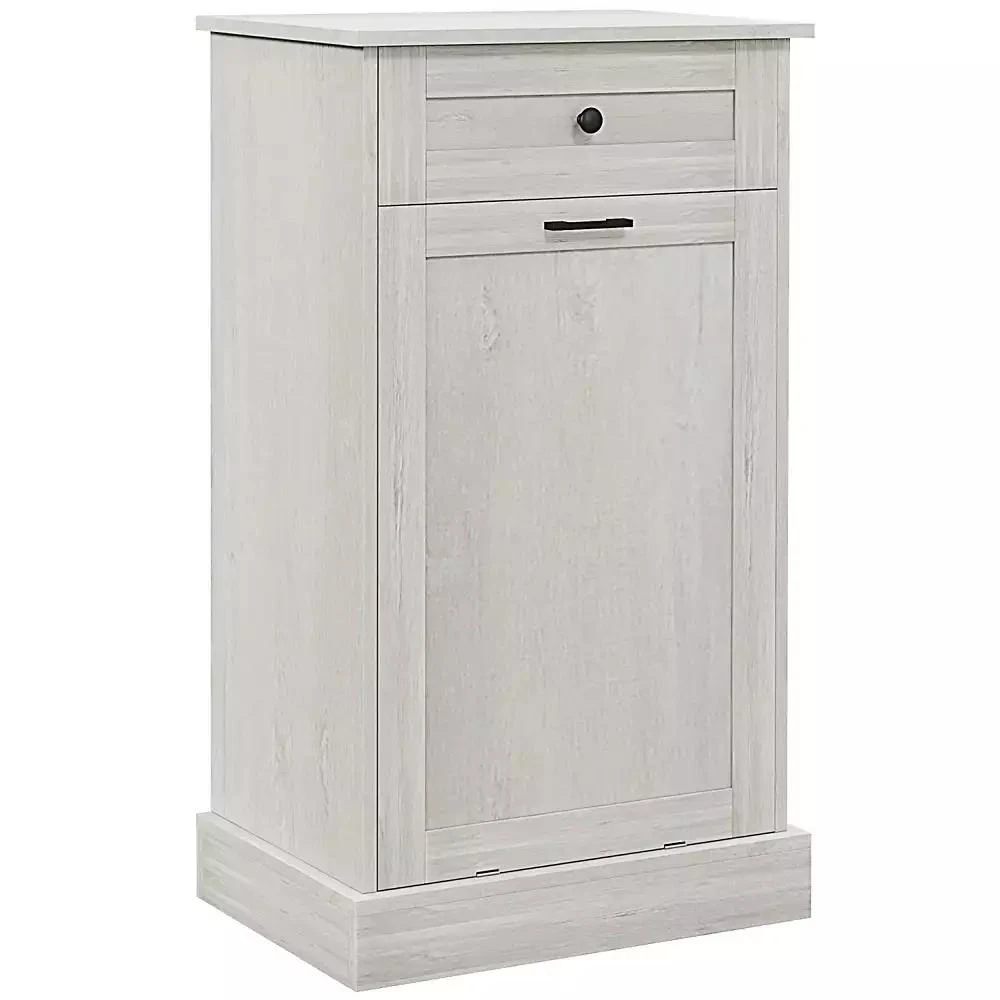 Streamdale Furniture Kitchen Tilt Out Trash Bin Cabinet Free Standing Recycling Cabinet Trash Can Holder With Drawer, Light Gray