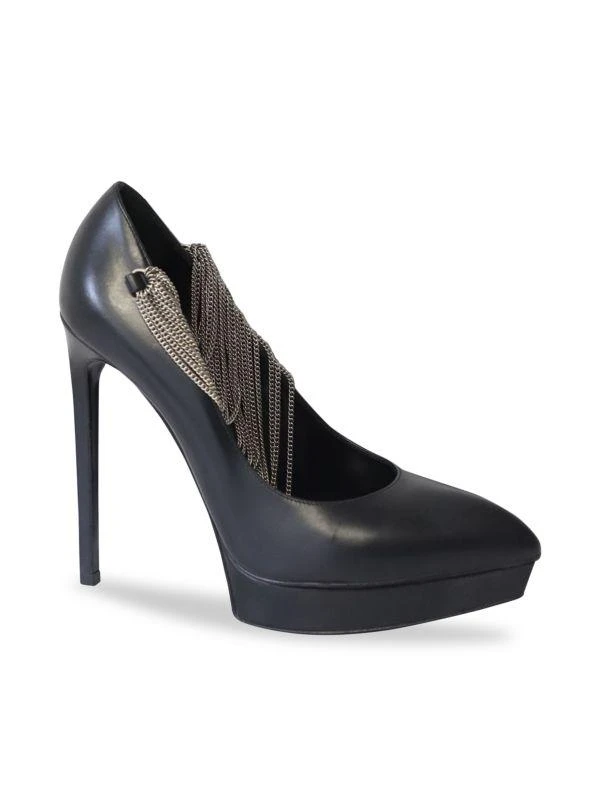 Yves Saint Laurent Janis Chain Leather Platform Pumps 3