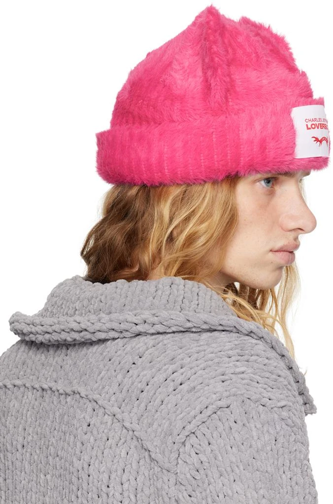 Charles Jeffrey Loverboy Pink Fluffy Chunky Ears Beanie 3