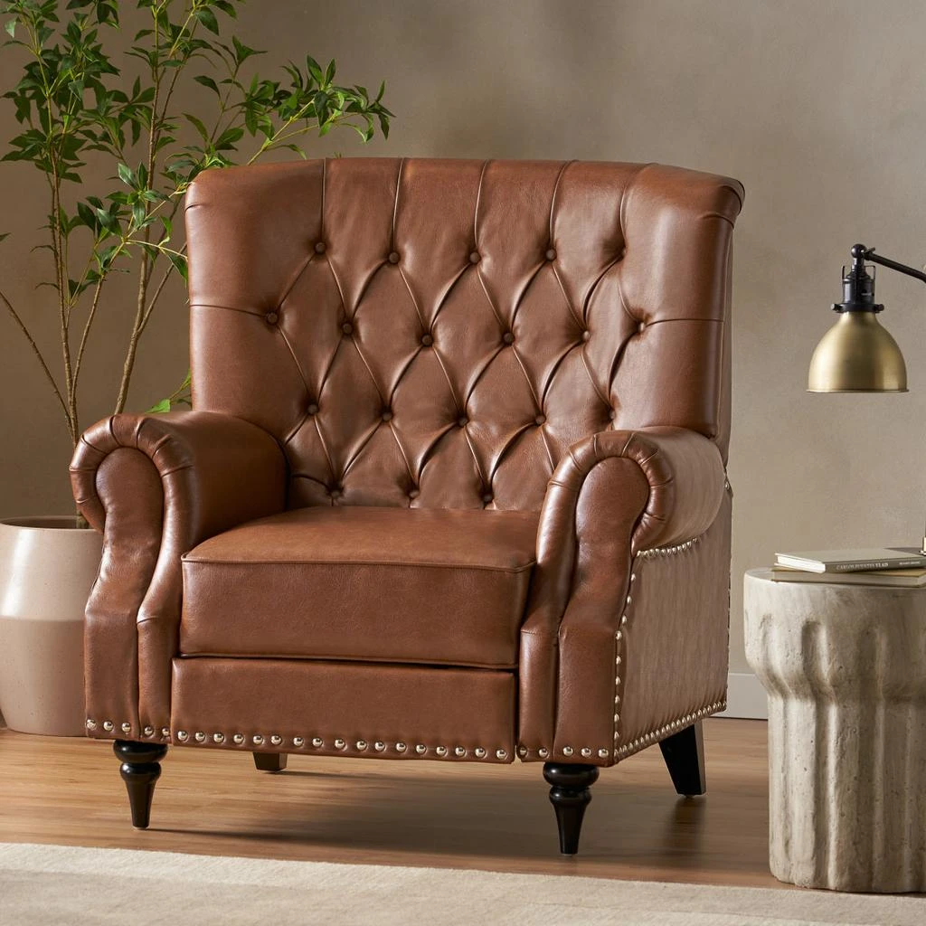 Streamdale Furniture Streamdale Classic Style Light Brown PU Push Back Chair 6