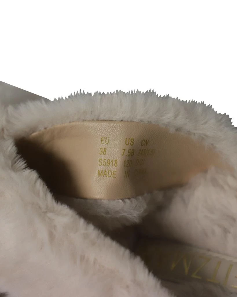 Stuart Weitzman Roza Lift Slides Sandals in Cream Faux Fur 6