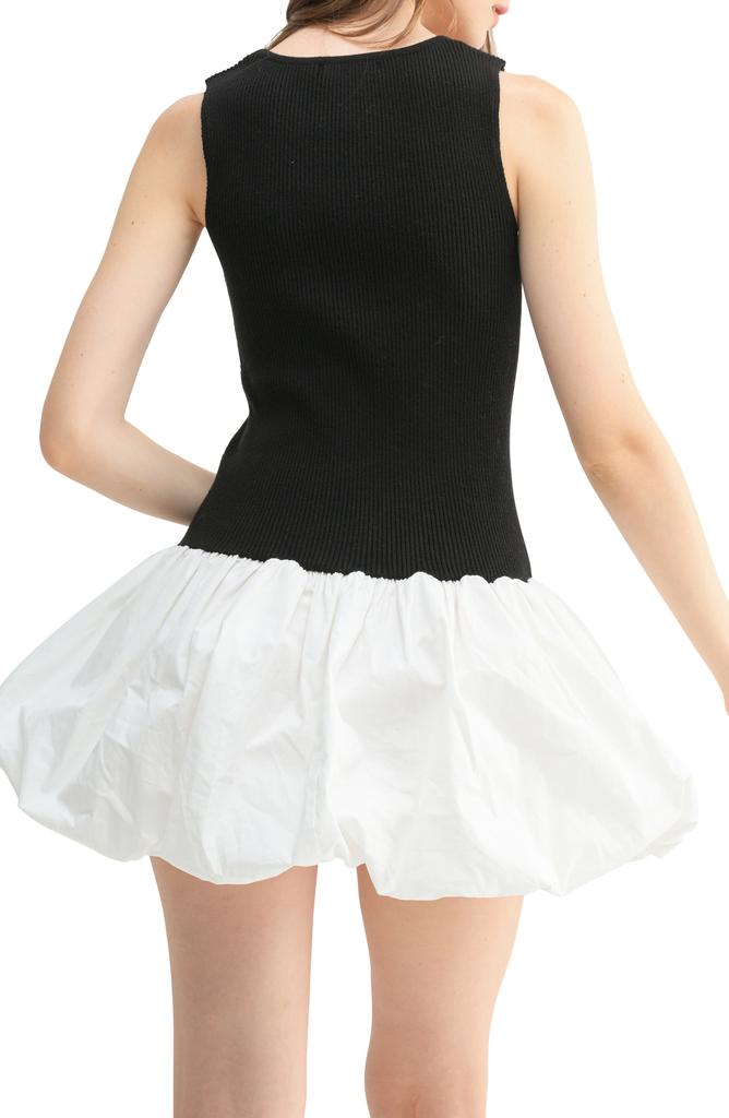 Lush Bubble Hem Mixed Media Dress