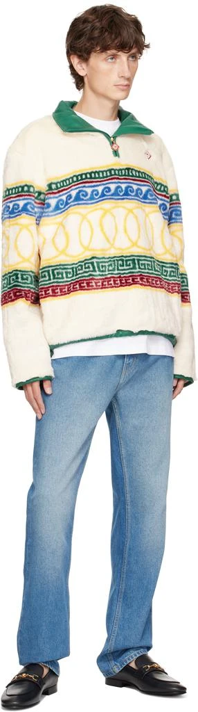 Casablanca White 'Les Anneaux' Pullover Faux-Fur Jacket 4