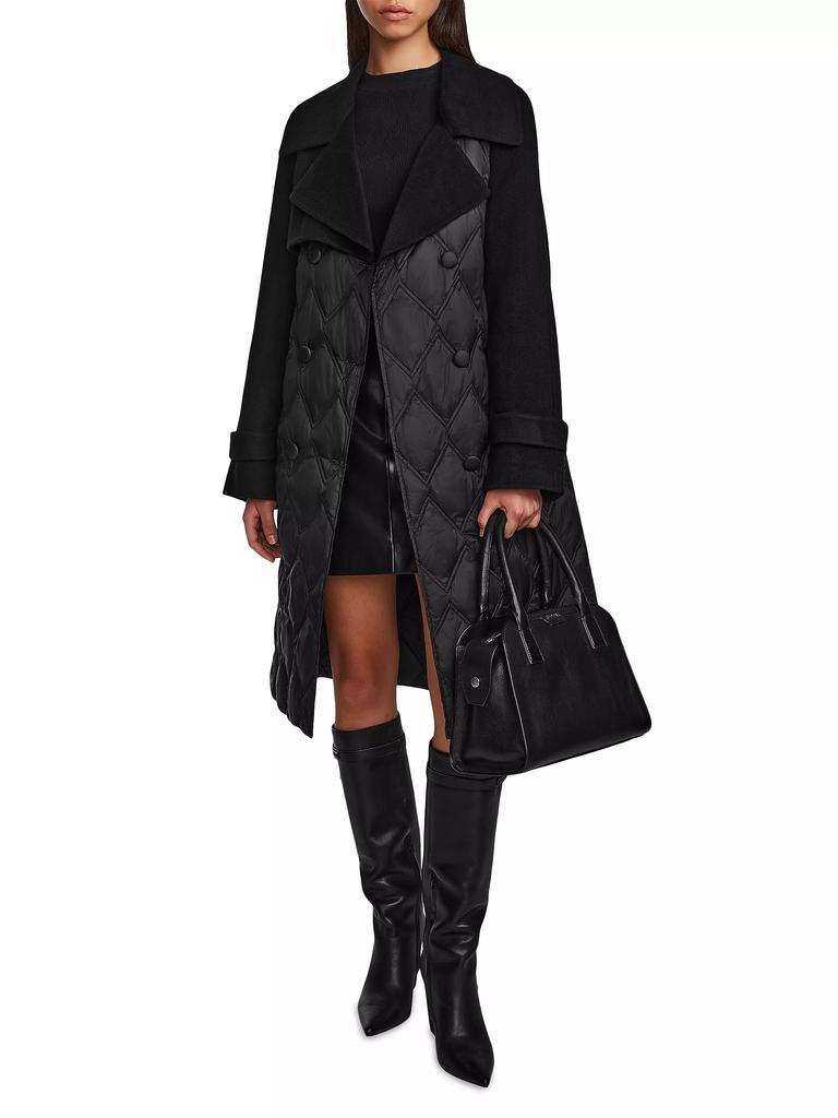 RUDSAK Zoe Quilted Double-Breasted Trench Coat