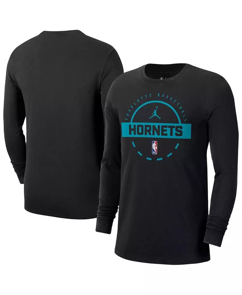 Jordan Men's Black Charlotte Hornets Authentic Long Sleeve Practice T-Shirt