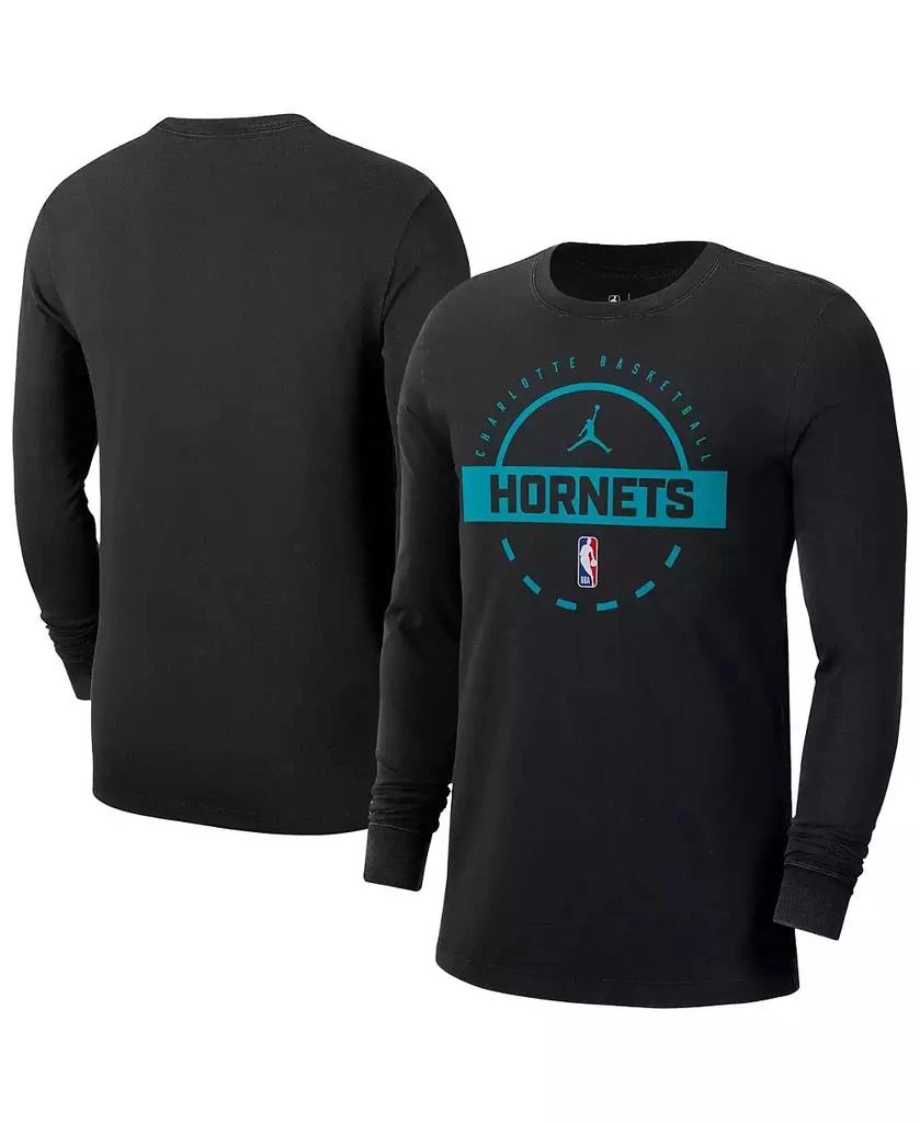 Jordan Men's Black Charlotte Hornets Authentic Long Sleeve Practice T-Shirt 1