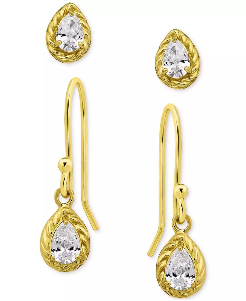 Giani Bernini 2-Pc. Set Cubic Zirconia Pear-Shaped Stud & Drop Earrings in 18k Yellow Gold over Sterling Silver, Exclusively at Macy's