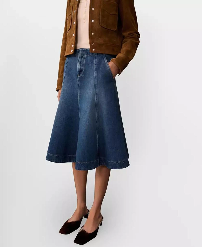 Mango Women's Contrast Seams Denim Skirt 1