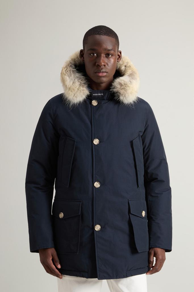 Woolrich Arctic Parka in Ramar Cloth with Detachable Fur Trim - Men - Blue