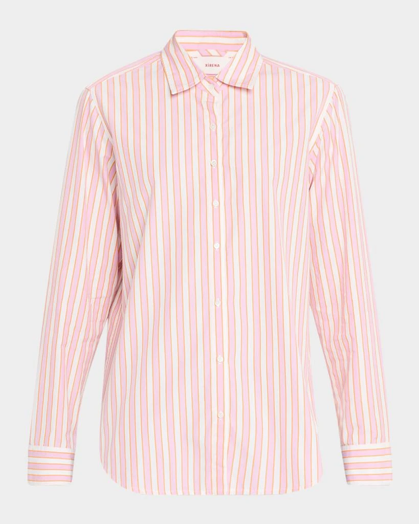 XIRENA Beau Cotton Stripe Button-Front Shirt 1