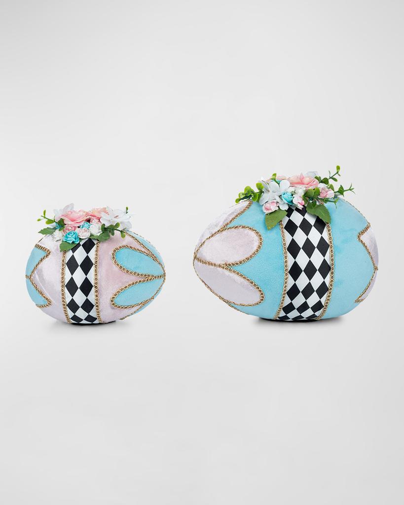 Katherine's Collection Hearts and Wonderland Fabric-Covered Eggs, Set of 2