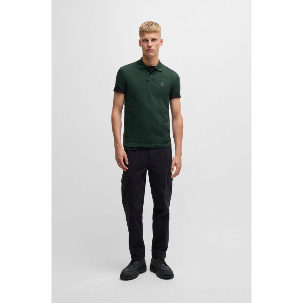 Hugo Boss Slim-fit stretch-cotton polo shirt with logo patch