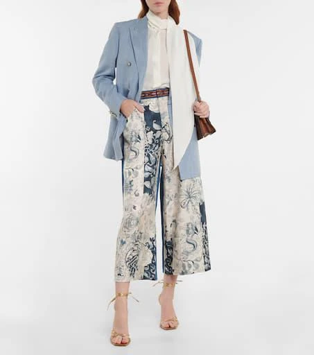 ETRO Printed silk and denim culottes 2