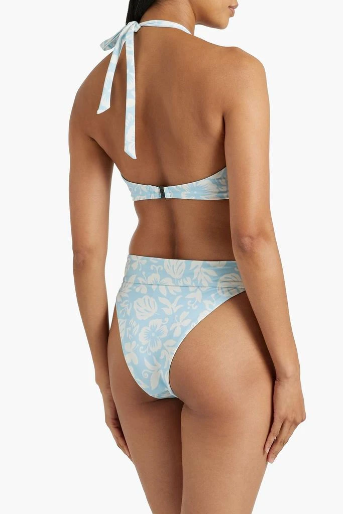 Onia Ruched floral-print halterneck bikini top 3