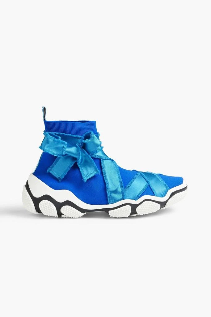 RED Valentino Glam Run satin-trimmed stretch-knit high-top sneakers 1