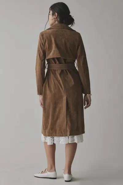 Avec Les Filles Avec Le Filles Double-Breasted Faux Suede Belted Trench Coat 3
