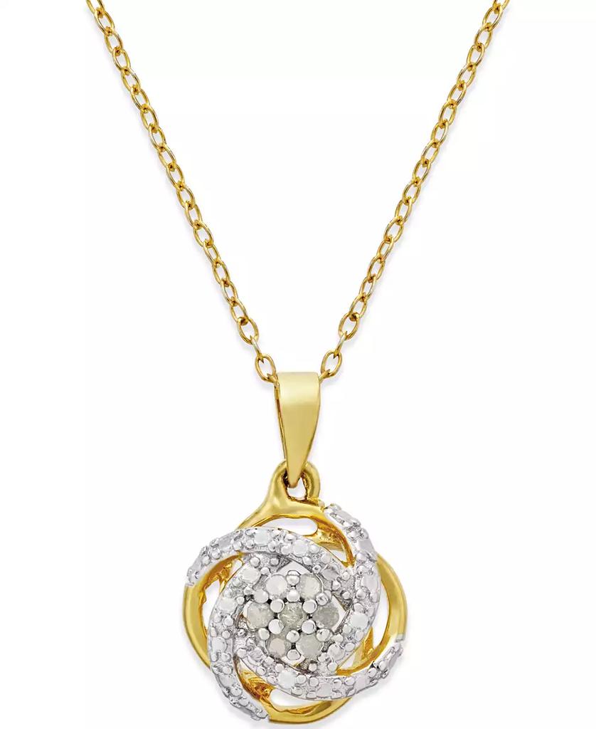 Macy's Diamond Love Knot 18" Pendant Necklace (1/10 ct. t.w.) in 18k Gold-Plated Sterling Silver or Sterling Silver