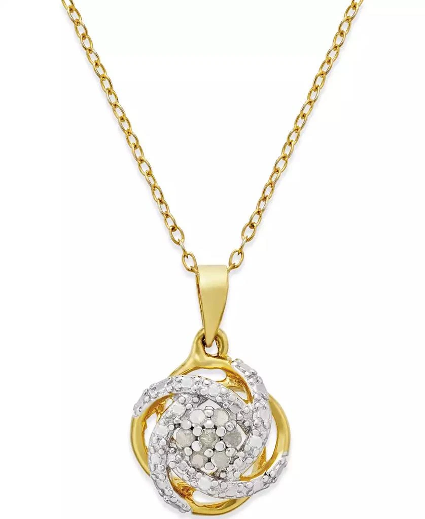 Macy's Diamond Love Knot 18" Pendant Necklace (1/10 ct. t.w.) in 18k Gold-Plated Sterling Silver or Sterling Silver 1