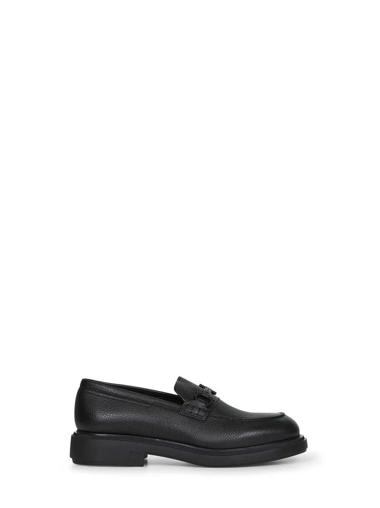 Shop FERRAGAMO | Black calfskin Gancini loafers | Man | 7.5  display picture 1