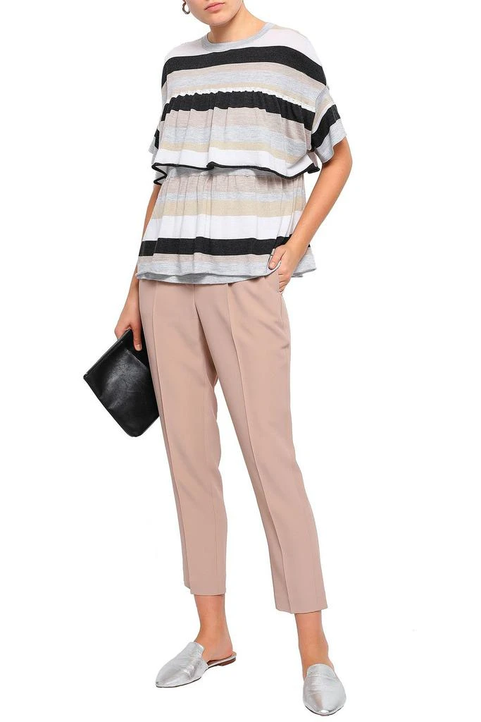 Brunello Cucinelli Layered striped cashmere-blend top 2