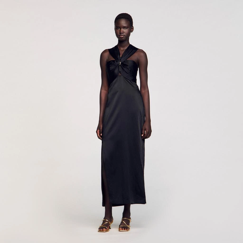 Sandro Slit satin-effect maxi dress 1