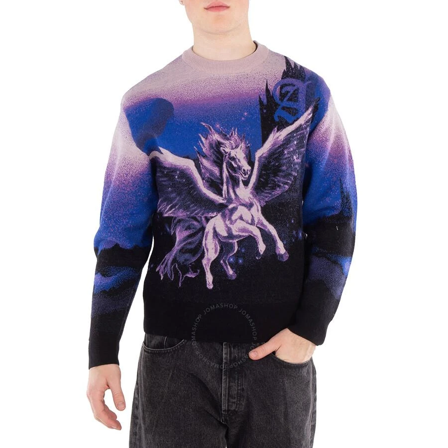 Aries Men's Purple Woolen Jumper Pegasus Print Sweater 1