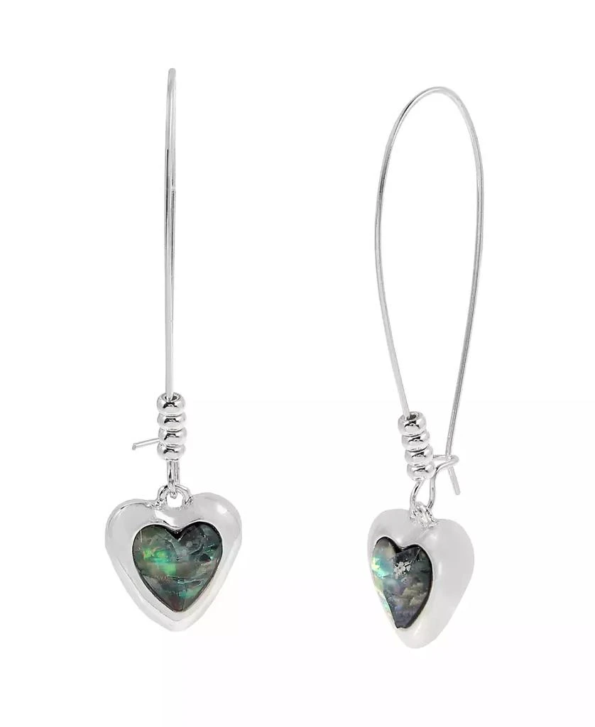 Robert Lee Morris Faux Stone Abalone Gem Heart Dangle Earrings 1