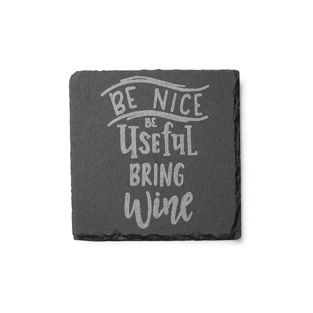 American Atelier 4 X 4" Wine is Necessary Slate Coasters Square Set, 4 Piece