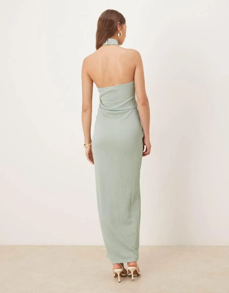 dress dusty green BABARONI Halter V Neck Short Chiffon Bridesmaid Dresses-Dusty Sage, Dusty Sage / US0 main image 1